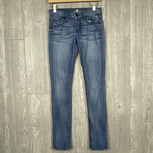 7 For‎ All Mankind Jeans Womens 24 lim Roxanne Blue Whiskered Indie Sustainable
